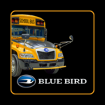Reid-Reid INC School Bus Rentals Blue Bird School Bus side view front logo